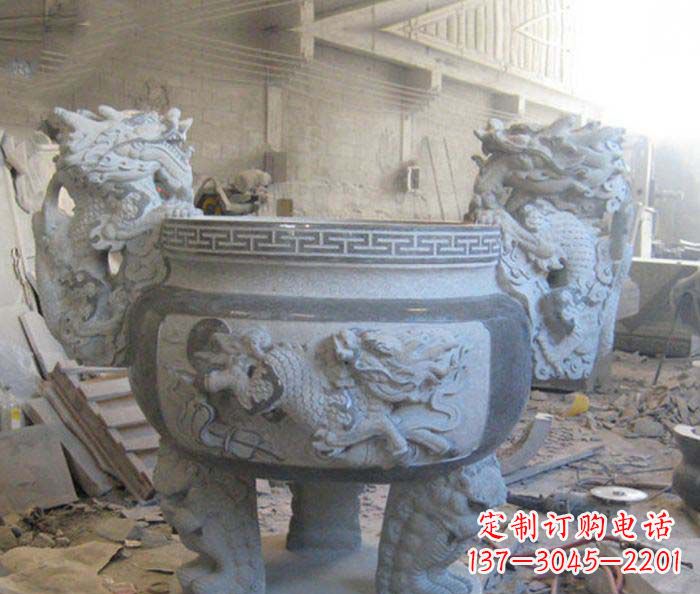 运城寺庙景观龙头水缸石雕