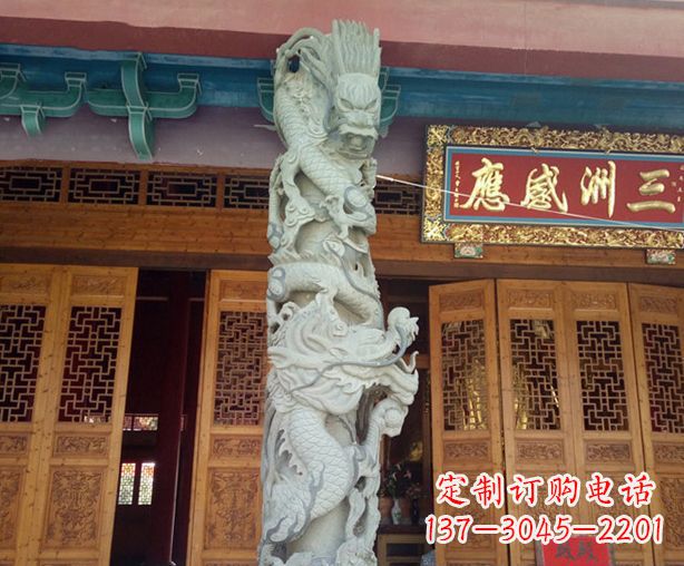 运城寺庙景观龙柱石雕 (2)