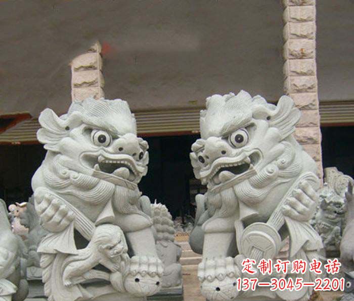 运城寺庙景观南方狮子石雕 (2)