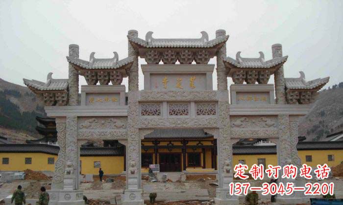 运城寺庙景观三门五楼石牌坊