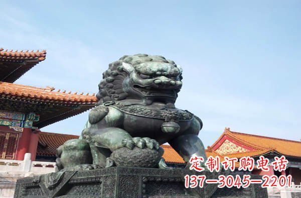 运城寺庙门口狮子铜雕