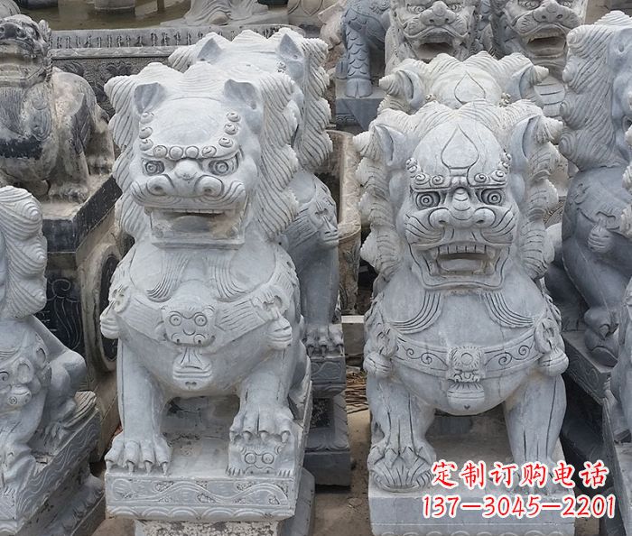 运城寺庙青石狮子石雕