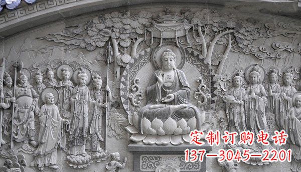 运城寺庙墙壁石浮雕佛像
