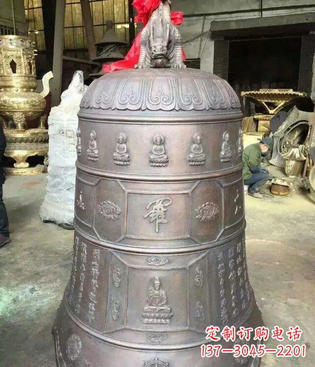 运城寺庙铜雕钟铸铜钟雕塑