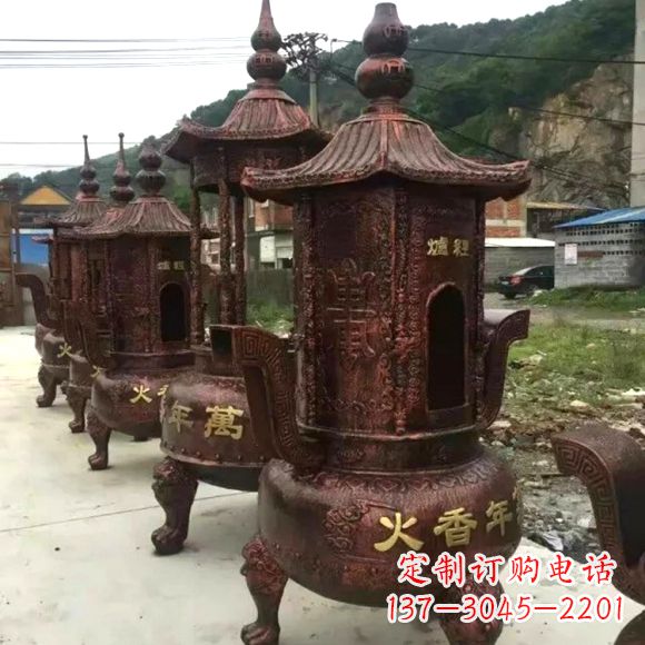 运城寺庙铜香炉雕塑