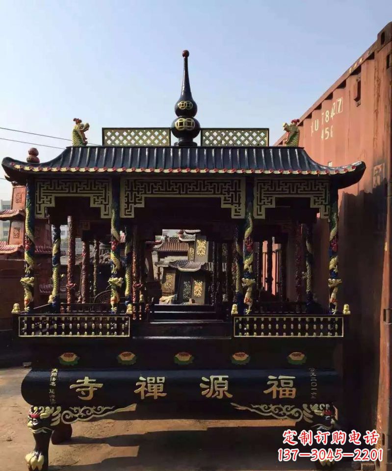 运城寺庙香炉铜雕 (2)