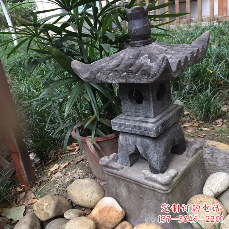 运城寺庙园林青石做旧仿古石灯