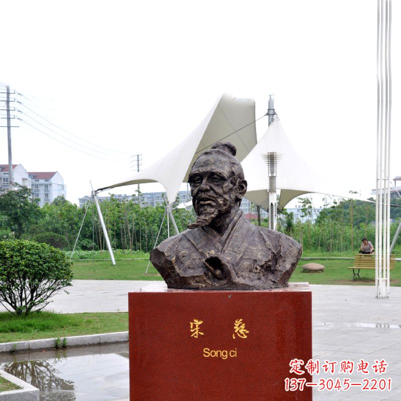 运城宋慈铸铜头像雕塑-古代十大名医园林广场人物雕塑