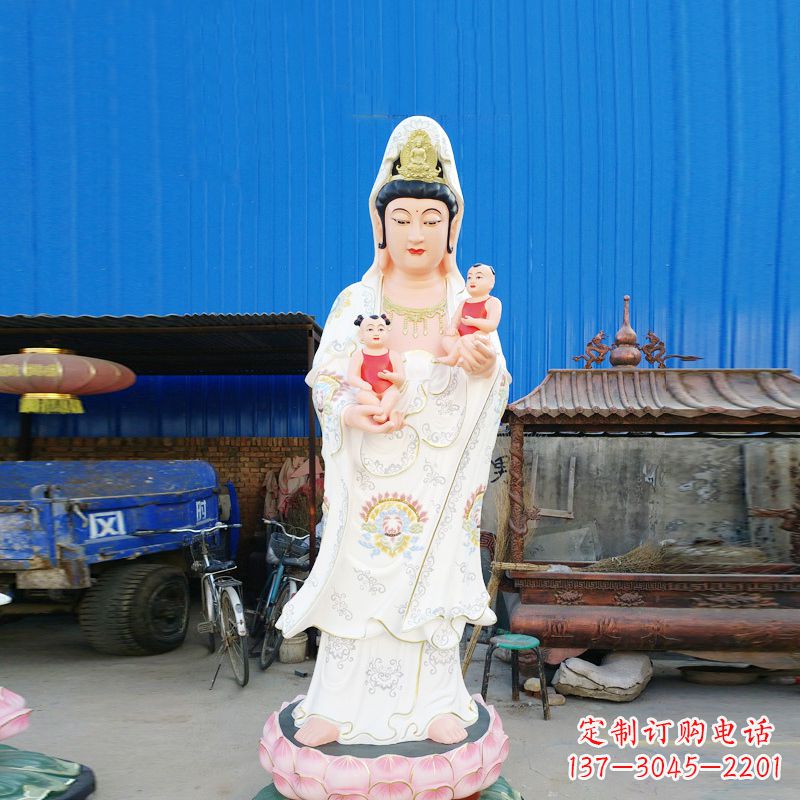 运城送子观音彩绘玻璃钢雕塑
