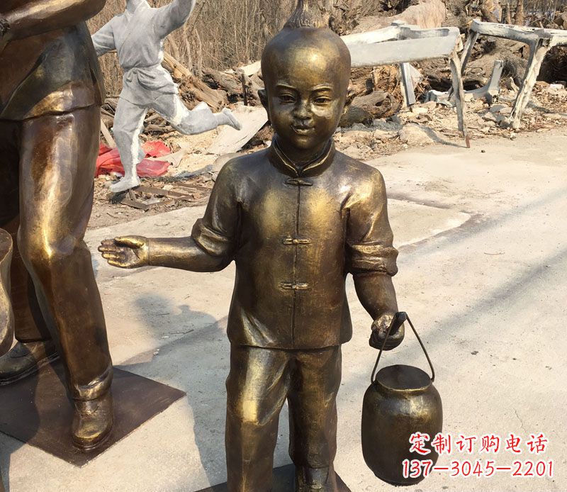 运城提灯笼的小男孩铜雕