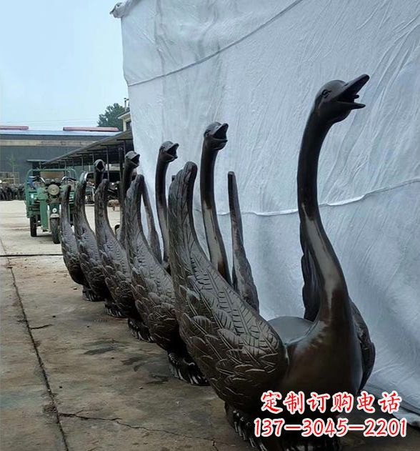 运城天鹅喷泉铜雕,园林喷泉水景流水组件