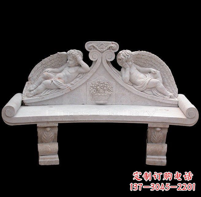 运城天使石雕座椅公园景观雕塑