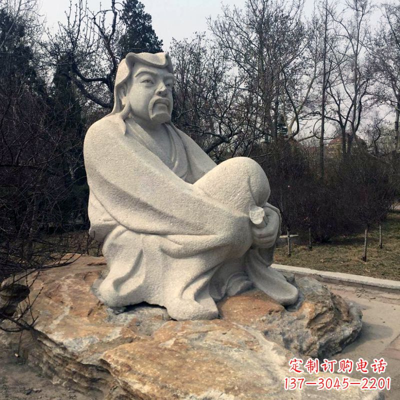 运城田园诗派鼻祖陶渊明公园园林石雕坐像