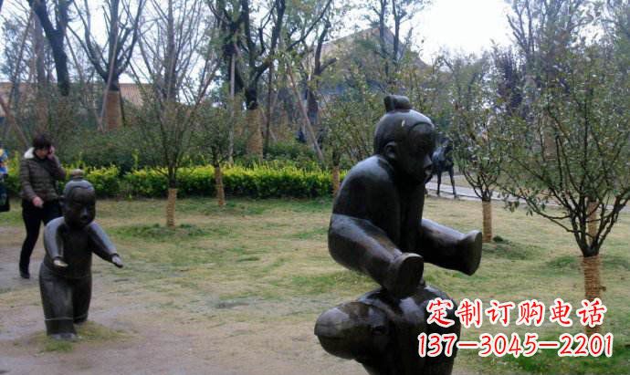 运城跳山羊公园人物铜雕