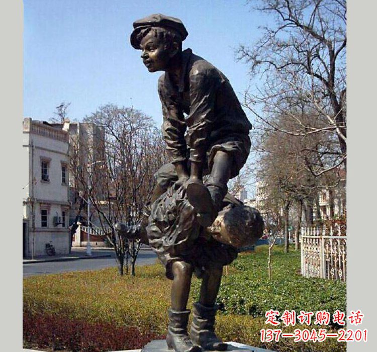 运城跳山羊人物铜雕