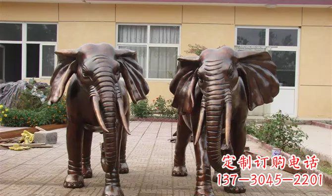运城铜雕大象公司门口动物雕塑