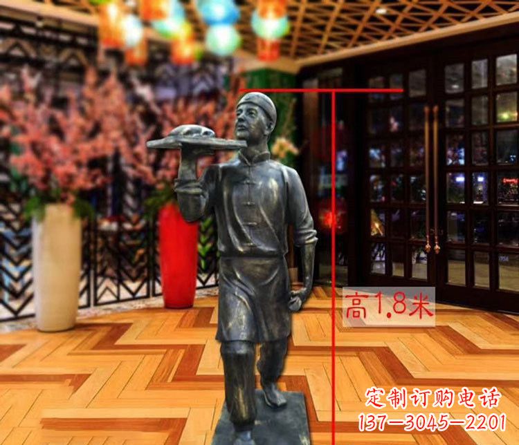 运城铜雕店小二人物雕塑 (2)