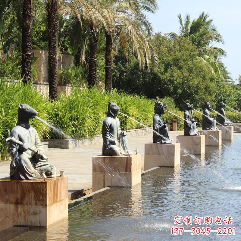 运城铜雕动物喷泉景观雕塑
