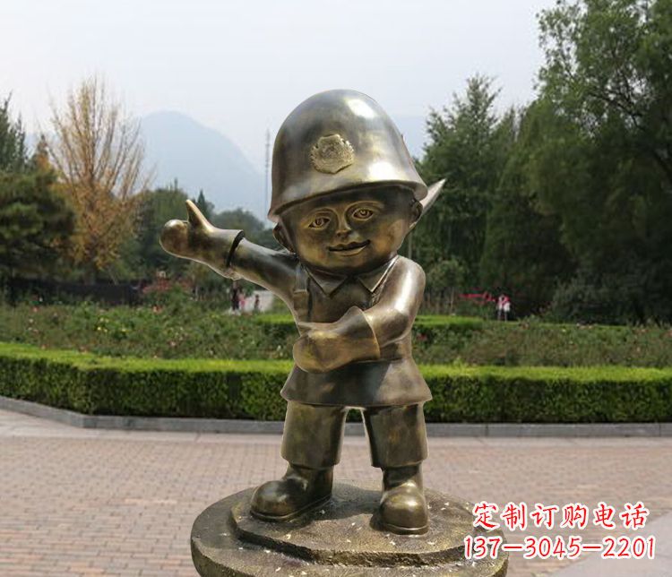 运城铜雕儿童交通警察