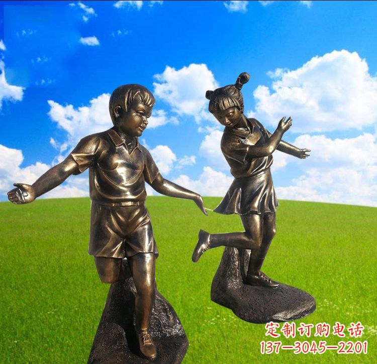 运城铜雕儿童踢毽子