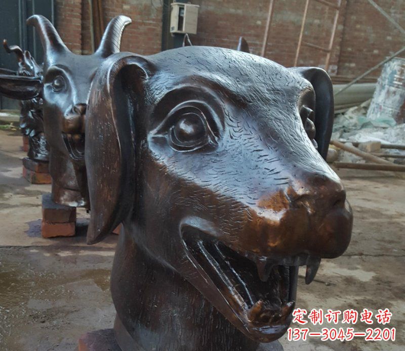 运城铜雕广场生肖动物头像装饰摆件