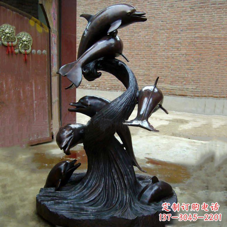 运城铜雕海豚景观雕塑