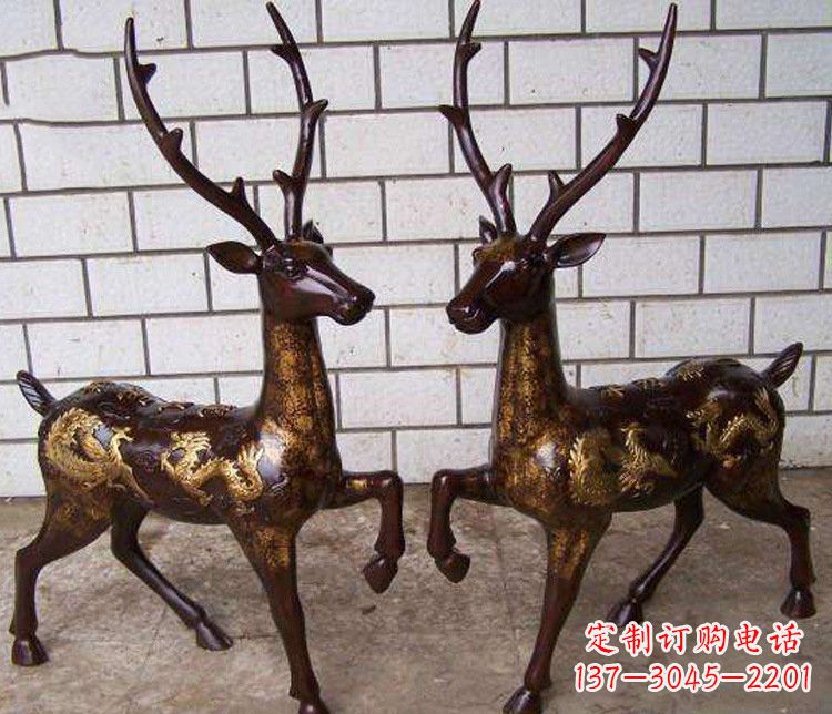 运城铜雕吉祥复古梅花鹿雕塑摆件