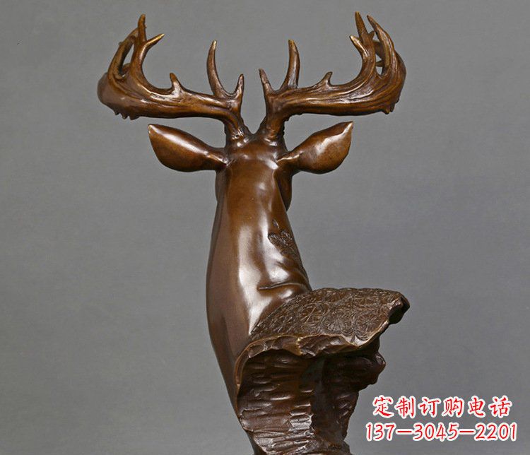 运城铜雕吉祥招财鹿头雕塑摆件