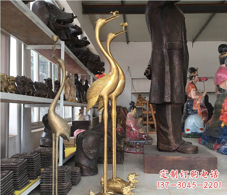 运城铜雕金属仙鹤动物雕塑