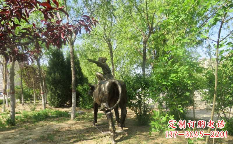 运城铜雕牧童骑牛雕塑