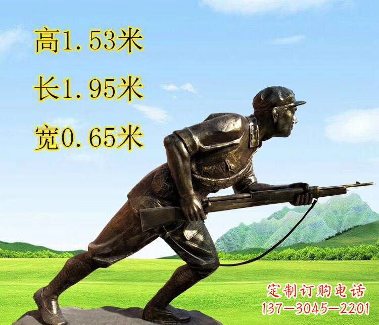 运城铜雕拿枪战士雕塑