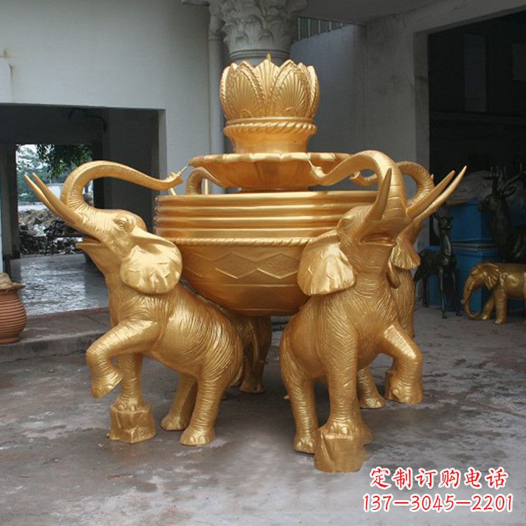 运城铜雕喷水大象雕塑
