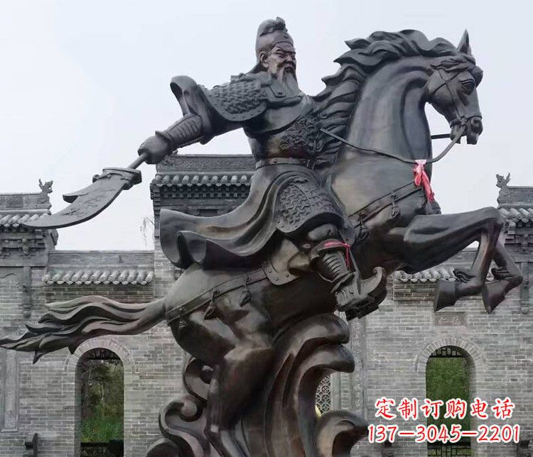 运城铜雕骑马关公广场历史人物雕塑