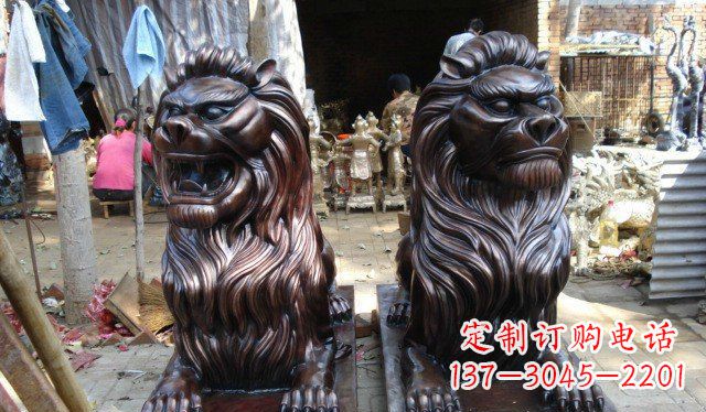 运城铜雕狮子公司门口雕塑 (2)