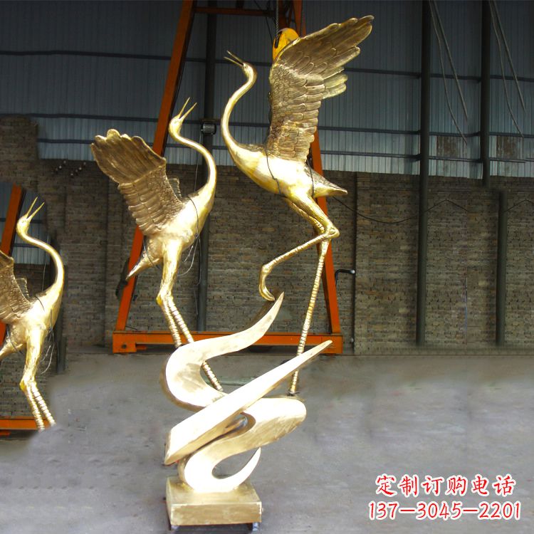 运城铜雕仙鹤景观雕塑