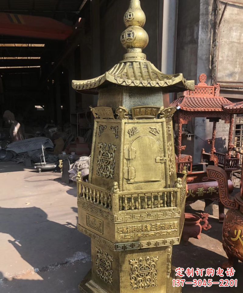 运城铜雕香炉塔寺庙摆件