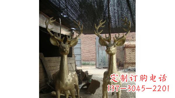 运城铜雕小鹿公园动物雕塑 (2)
