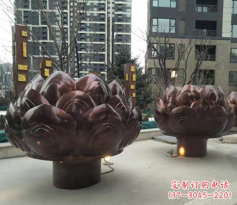 运城铜雕小区景观荷花