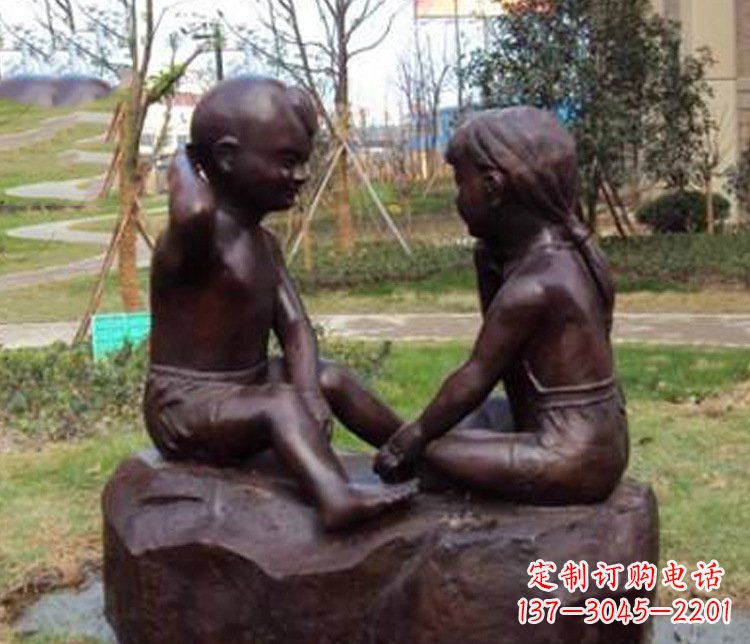 运城铜雕小区玩游戏儿童雕塑