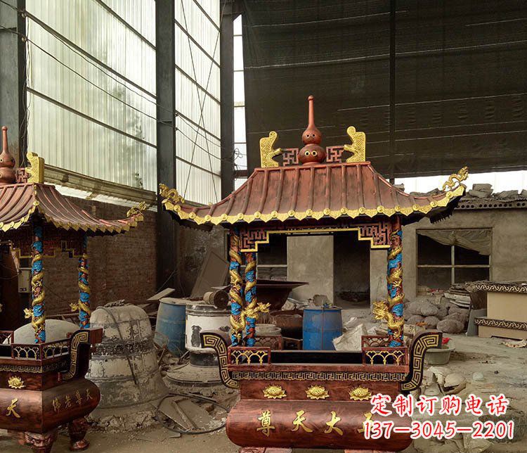 运城铜雕小型寺庙香炉摆件