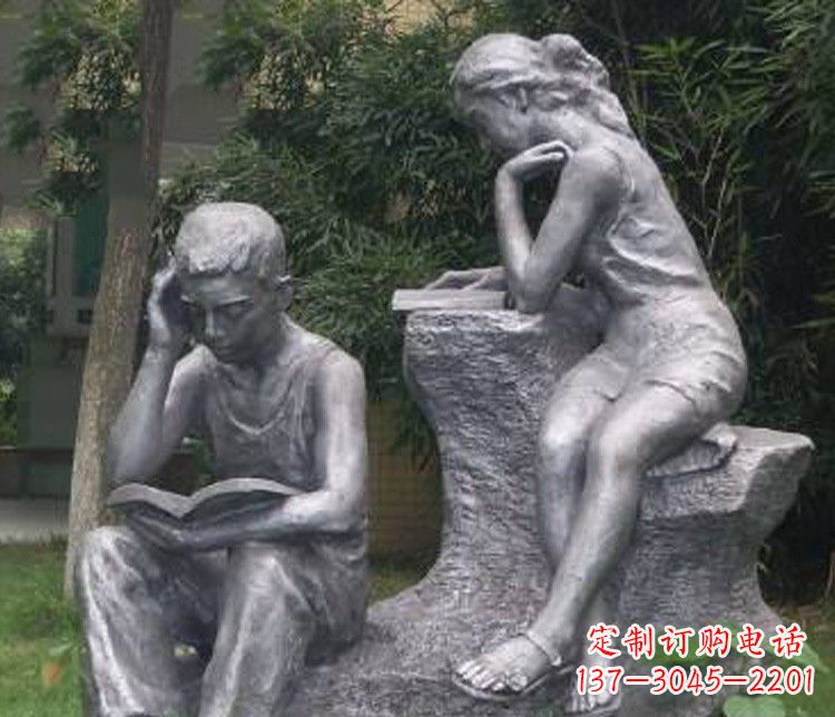 运城铜雕校园读书学生摆件