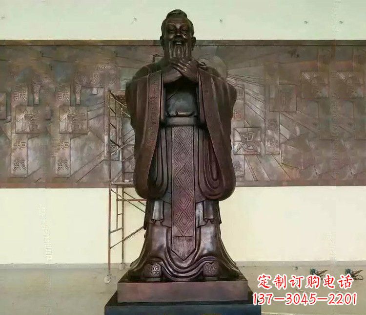 运城铜雕校园孔子文化雕塑摆件 (2)