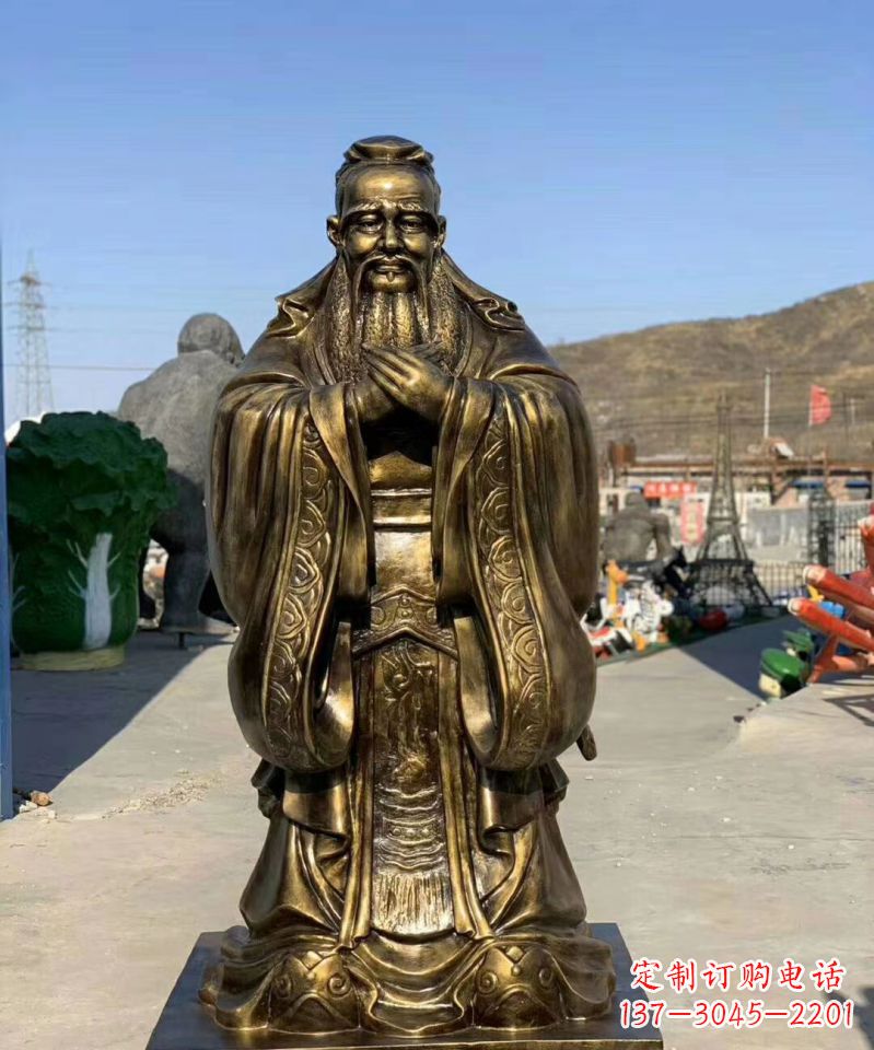 运城铜雕学校孔子人物雕塑