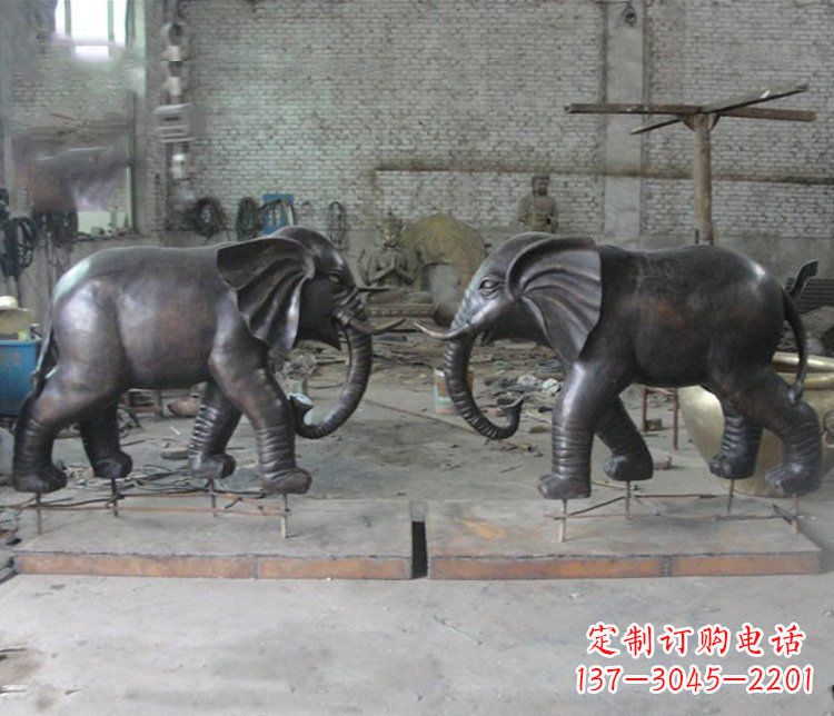 运城铜雕园林动物大象雕塑 (2)