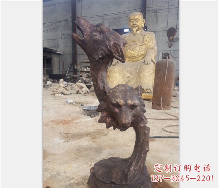 运城铜雕园林金钱豹动物雕塑