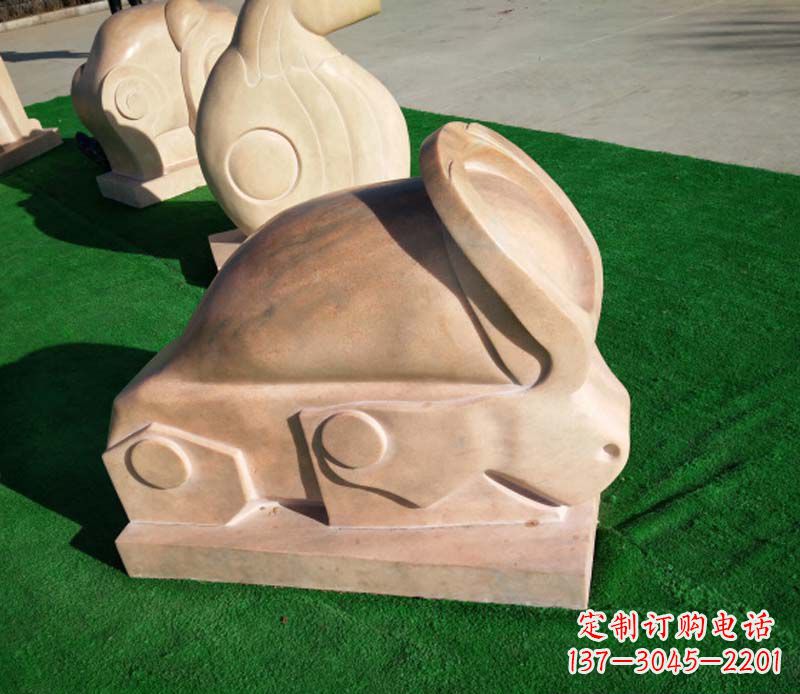 运城晚霞红抽象十二生肖石雕
