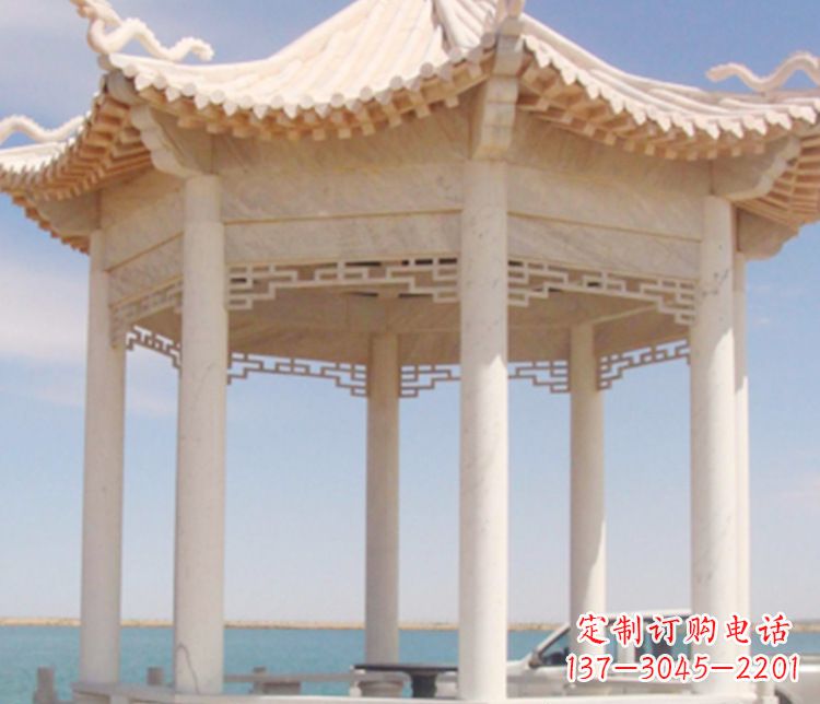 运城晚霞红单层凉亭石雕