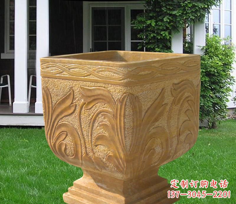 运城晚霞红雕刻景观花盆雕塑