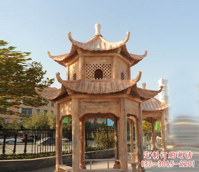 运城晚霞红景区休息凉亭