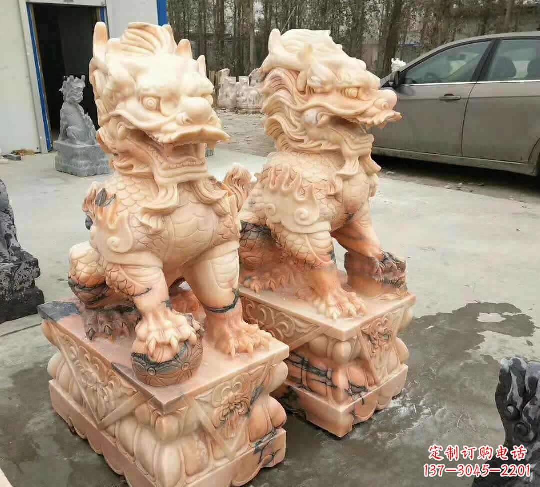 运城晚霞红酒店麒麟门墩